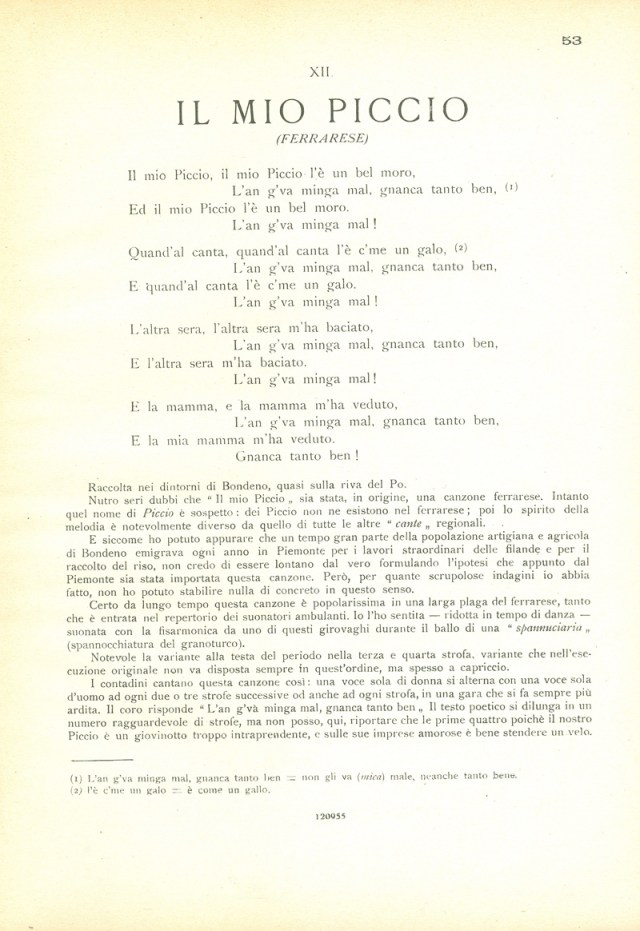 Canti Emiliani Mio piccio 1